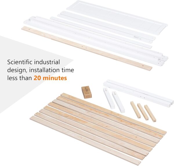 Merax Wood Platform Bed with Headboard, Platform Bed with Wood Slat Support, No Box Spring Needed,Full Size,White - Image 6