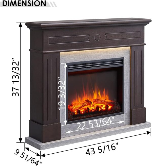 LegendFlame Fireplace Suite Alton, 43 Inch Mantel Surround, Cream White Finish, with 23 Inch Electric Fireplace Insert, 750W/1500W, Weekly Timer, Mood Light, Remote Control - Image 3