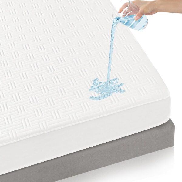 Coriwell King Size Waterproof Mattress Protector - Rayon from Bamboo Mattress Cover Washable - 3D Air Fabric Ultra Soft Breathable Cooling Noiseless Bed Mattress Pad with Deep Pocket Up to 18'' - Image 8