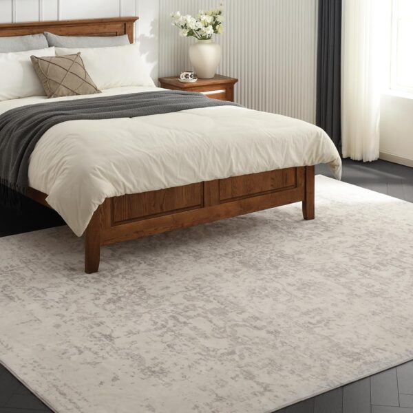 Washable Area Rug for Living Room - 8x10 Stain Resistant Ultra Thin Bedroom Rugs with Non Slip Rubber Backing - Indoor Floor Carpet for Dining Room Home Office Dorm (Grey/White, 8x10 Feet) - Image 3