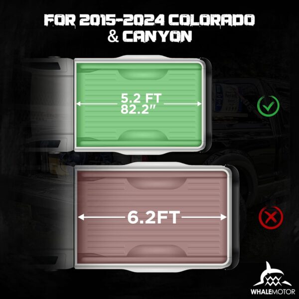 Truck Bed Tonneau Cover Compatible with Chevy Colorado & GMC Canyon 2015 2016 2017 2018 2019 2020 2021 2022 2023 2024 5.2 ft Short Box, Soft Roll Up Style - Image 3