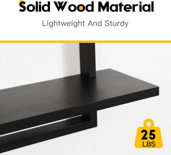 PHOENANCEE Square Floating Shelves Black,Framed Hanging Shelf for Wall Set of 2,Decorative Modern Chic Plants Decor for Living Room Bedroom Bathroom Home Office,Soild Wood,L+S - Image 7