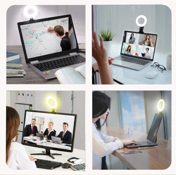 Ring Light 5'' USB Portable Lighting 3200k-6500K Dimmable Led Clip on Computer Monitor Laptop Phone iPad for Content Creator (YouTube/TikTok/Twitch) Makeup,Conference,Selfie,Video,Vlog,Remote Working - Image 3