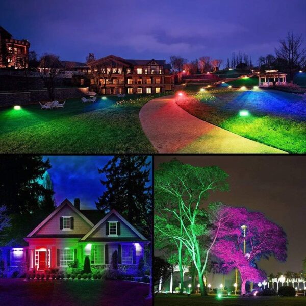 Led Flood Light 300W Equivalent 3000 LM, Outdoor Color Changing Led Stage Landscape Lights, Bluetooth RGBW Smart Floodlights 2700K & 16 Million Colors&Timing& Music Sync, IP66，US 3-Plug (2 Pack) - Image 2