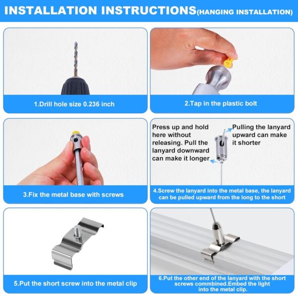8FT LED Shop Light 10 Pack, Hanging/Surface Mount 6000K/White Light LED Tube Light, Plug & Play 72W 11520LM Super Bright High Output T8 LED Ceiling Lighting, Linkable Shop Lights for Garage - Image 7