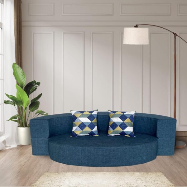 ANONER Stylish Sofa Bed Memory Foam with 2 Pillows Fold Out Futon Sleeper Chair Couch for Livingroom Guest Bed, Washable Cover, Dark Blue - Image 7