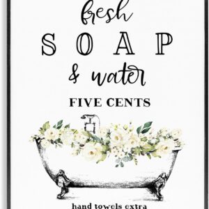 Stupell Industries Fresh Soap And Water Bath Tub Bathroom Design Framed Giclee Art Design By Artist Lettered and Lined