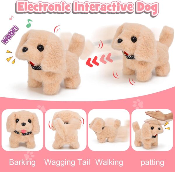 G.C 13Pcs Dog Toys for Kids Girls, Walking Barking Electronic Interactive Stuffed Dog Plush with Carrier & Accessories Toys Pretend Play Puppy Pet Care Playset, Gifts for Little Girls 3 4 5 6 Year Old - Image 3