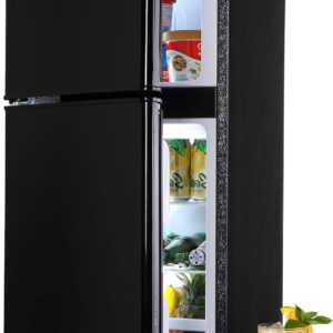 Small Refrigerator, Mini Fridge, 4.0 Cu.Ft Apartment Refrigerator with Freezer, dorm fridges for Apartment, Office, Kitchen, Dorm, Compact Refrigerator with 7 Temperature Modes, Black