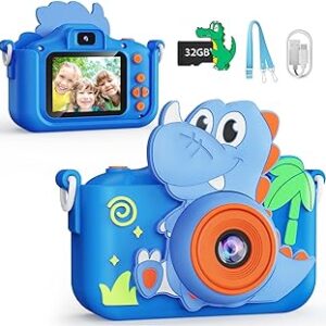 KOKODI Kids Camera Toy Digital Camera for Kids, Dinosaurs Birthday Gifts for Boys Age 3-12, 1080P HD Video Camera for Toddler, Children Toys for 3 4 5 6 7 8 9 Year Old Boys with 32GB SD Card