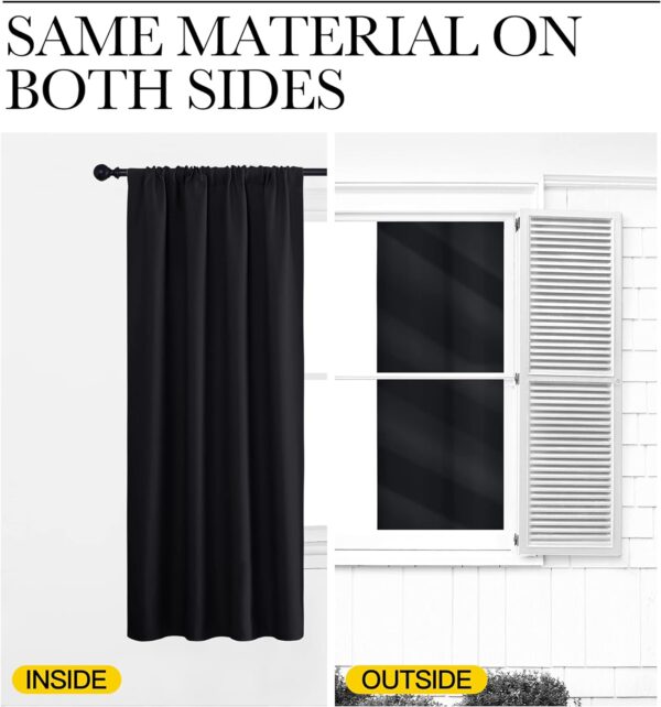 NICETOWN Halloween Black Blackout Curtain Blinds - Solid Thermal Insulated Window Treatment Blackout Drapes/Draperies for Bedroom (2 Panels, 42 inches Wide by 63 inches Long, Black) - Image 3