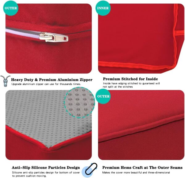 ClawsCover 14Pack Outdoor Seat and Back Cushions Replacement Covers Fit for 7Pieces 6-Seater Wicker Rattan Patio Furniture Set Sectional Couch Chair,Red-Include Cover Only (Large) - Image 3