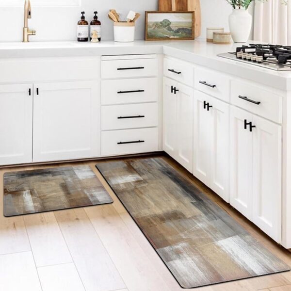 MAYHMYO Kitchen Mat for Floor Brown Black Beige Kitchen Rugs and Mats Non Skid Washable 17"X48"+17"X24" Set of 2 Abstract Art Kitchen Floor Rugs Mats for Dining Room Floor Home Sink Laundry - Image 3