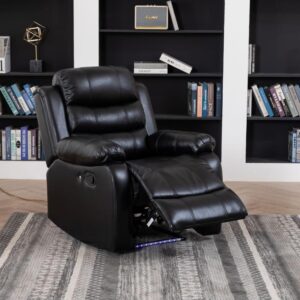 Home Theater Seating Manual Recliner Chair, Faux Leather Home Theater Seating Manual Recliner, Palomino Fabric Single Sofa, Nursery Chair, for Living Room Bedroom Office