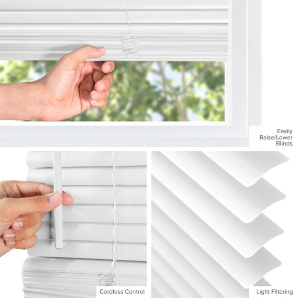 CHICOLOGY Cordless Vinyl Mini Blinds, 35'W x 60'H, White (Commercial Grade), Window Shade - Image 6