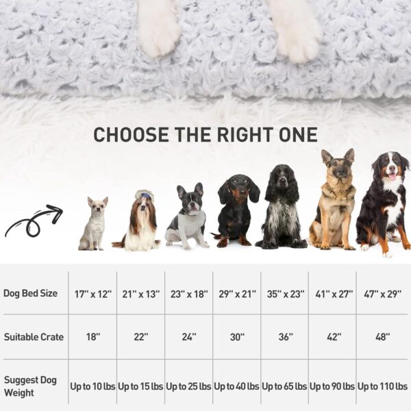 KSIIA Washable Dog Bed Deluxe Plush Dog Crate Beds Fulffy Comfy Kennel Pad Anti-Slip Pet Sleeping Mat for Large, Jumbo, Medium, Small Dogs Breeds, 47" x 29", Gray - Image 6
