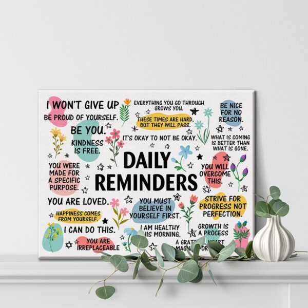 Inspirational Daily Reminders Poster Canvas Wall Art for Office Home Decor - Positive Affirmation Canvas Print Wall Art Painting Framed Encouragement Gifts - Easel & Hanging Hook 12x15 Inch - Image 4