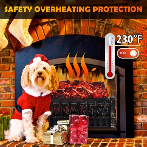 LifePlus Electric Fireplace Logs Heater, Fireplace Insert Heater with Remote Control, Realistic Flame Effect, Infrared Fireplace Heater for Indoor Use 8H Timer, Adjustable Brightness - Image 5