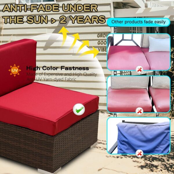 ClawsCover 14Pack Outdoor Seat and Back Cushions Replacement Covers Fit for 7Pieces 6-Seater Wicker Rattan Patio Furniture Set Sectional Couch Chair,Red-Include Cover Only (Large) - Image 5