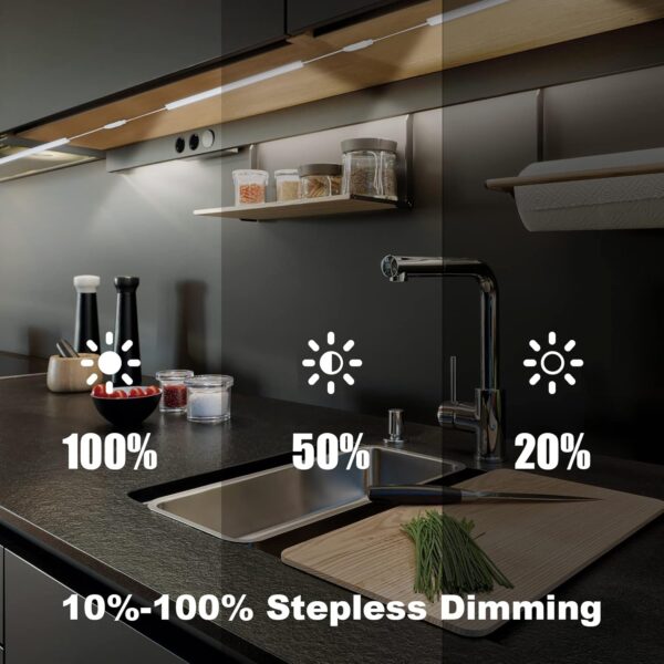 6PCS x 12 Inch Under Cabinet Lights Plug-in, Dimmable LED Under Cabinet Lighting, Cold White 6000K Under-Counter Light Fixtures with Memory Function, Under Counter LED Lights for Kitchen - Image 3