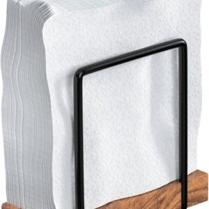 Tribello Modern Farmhouse Napkin Holder, Standing Vintage Napkin Holder for Tables, Steel And Wooden Base Kitchen & Dining Room Decor