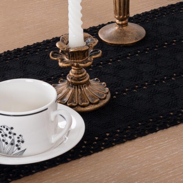 Socomi Fall Boho Table Runner Macrame 36 Inches Woven Cotton Linen Rustic Table Runner with Handmade Tassels for Home Decor Dining Room Fall Thanksgiving Christmas 12x36 inches Black - Image 4