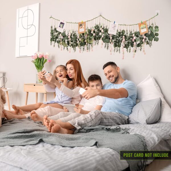 Eucalyptus Wall Decor with Flower Boho Wall Long Artificial Greenery Hanging Plant Leaves 5.6 Feet for Bedroom - Image 7