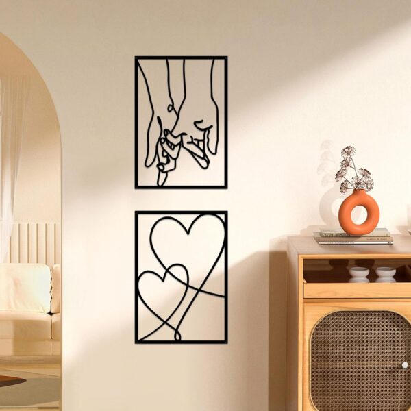 ESTART 3 Pieces Metal Minimalist Line Wall Art, Valentine's Day Lover Kiss Hand Metal Wall Decor, Aesthetic Modern Home Hanging Wall Art Decor for Bedroom Living Room - Image 6
