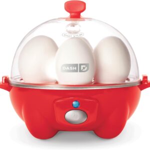 DASH Rapid Egg Cooker: 6 Egg Capacity Electric Egg Cooker for Hard Boiled Eggs, Poached Eggs, Scrambled Eggs, or Omelets with Auto Shut Off Feature - Red