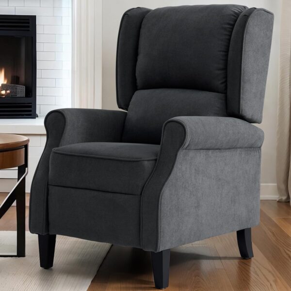 Modern Recliner Chair, Single Sofa Chair with Thick Seat Cushion, Push Back Recliner with Heat and Massage, Comfortable Wing Back Chair for Bedroom, Living Room(Gray, Single) - Image 6