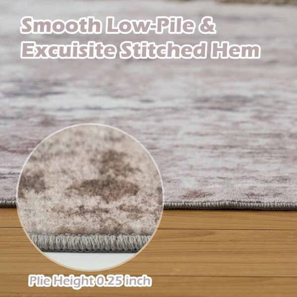 OIGAE Machine Washable Rug - 5x7 Area Rug Low-Pile Non-Shedding Foldable Abstract Modern Rugs, Stain Resistant Anti Slip Backing Rugs for Living Room&Bedroom&Dining Laundry Home Office Carpet, Brown - Image 4