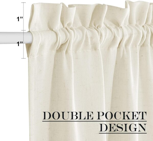 NICETOWN French Door Curtains Faux Linen Door Blinds Privacy Sidelight Window Curtains for Kitchen Farmhouse Front Door Curtains with Drawstring Tiebakc, 1 Panel, 26W x 72L, Greyish White - Image 3