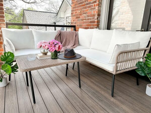 YITAHOME 4 Pieces Patio Furniture Set, Outdoor Rattan Woven Conversation Sectional L-Shaped Sofa with 5 Seater for Backyard, Porch, Boho Detachable Lounger with Cushions and Side Table - Beige - Image 5