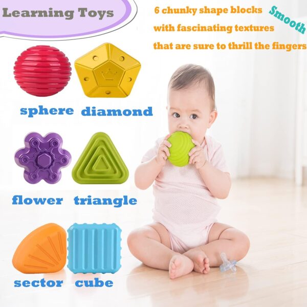 MINGKIDS Montessori Toys for 1 Year Old, Toy 6 Pc Multi Sensory Shape, Toddler Developmental Learning Toys Birthday Gifts, Baby Toys 12 Month - Image 2