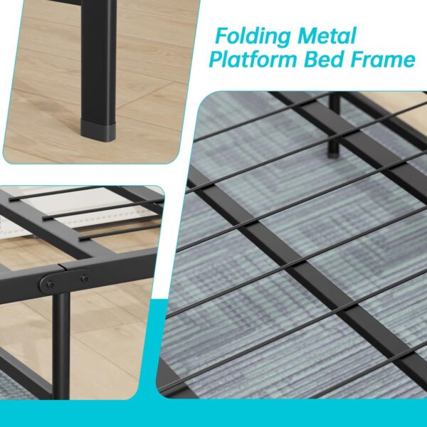 Twin Bed Frame Metal Platform Bed Frame Twin Size 14 Inch Mattress Foundation Box Spring Replacement Heavy Duty Steel Slat Easy Assembly Noise-Free,Black - Image 7