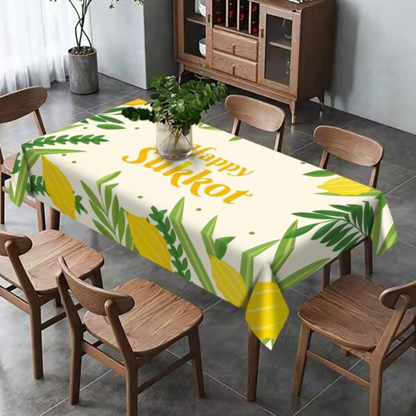 Sukkot Tablecloth Sukkah Decoration Etrog Lulav Jewish Holiday Supplies Rectangular Kitchen Dining Room Home Table Cloth 60×104inches - Image 3