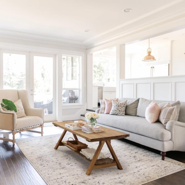 Solid Wood Coffee Table - 42.5” Firwood Farmhouse Rustic Wooden Coffee Tables for Living Room, Solid Firwood Rectangle Coffee Table, Center Table for Living Room, Brown - Image 3