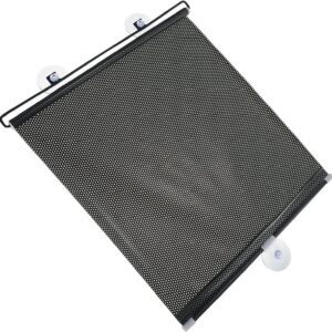 Temporary Blackout Roller Blinds with Suction Cups,Adjustable Thermal Insulated Privacy Screen,Retractable Portable Window Cover Curtain,for Home Bathroom Office Glass (WxH:18x49in,Black)
