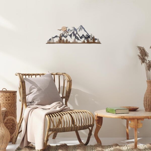 Mountain Range Metal Wall Art Decor Summit Metal Wall Sign Rustic Wall Art Mountain Wall Decor Forest Wall Decor Accent Home Decor Sign Mountain Scene Nature Wall Art, 17.5 x 5.3 Inch (Colorful) - Image 6