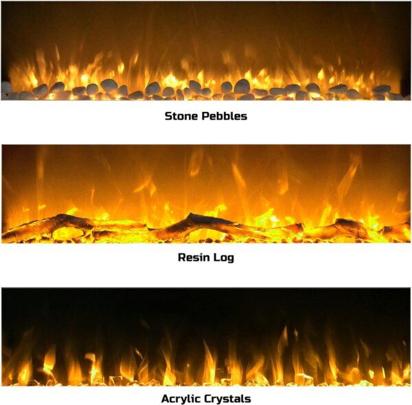 Northwest 50-Inch Wall Mounted Electric Fireplace - Heat-Free Decor with Color Changing LED Flames, Media Options, and Remote Control (White) - Image 2