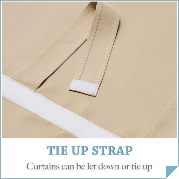 RYB HOME Door Curtains Blackout - Self Stick Tie Up Shades Tricia Window Blinds Light Block Insulating Sidelight, W 26 x L 69 inches, 1 Panel, Biscotti Beige - Image 4