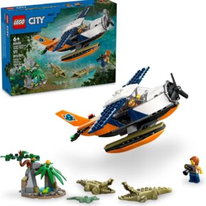 LEGO City Jungle Explorer Water Plane Toy Building Set, Buildable Seaplane for Boys and Girls Ages 6 and Up, Fun Summer Toy or Kids Gift Idea with 2 Minifigures, a Frog and 3 Crocodile Figures, 60425