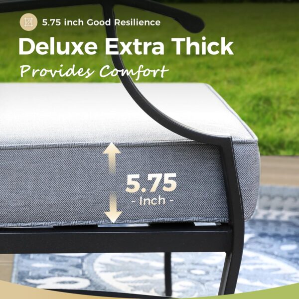 Patio Furniture Set 4 pcs, Outdoor Patio Furniture, 3-Seat Sofa, 2 Swivel Chairs, Coffee Table and 5.75" Extra Thick Cushion, Patio Conversation Set for Backyard Deck,Grey - Image 2