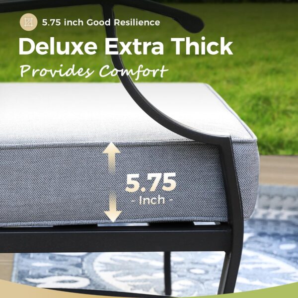 Patio Furniture Set 5 pcs, Outdoor Patio Furniture, 3-Seat Sofa, 2 Swivel Chairs, 2 Ottomans and 5.75" Extra Thick Cushion, Patio Conversation Set for Garden Backyard Deck,Grey - Image 4