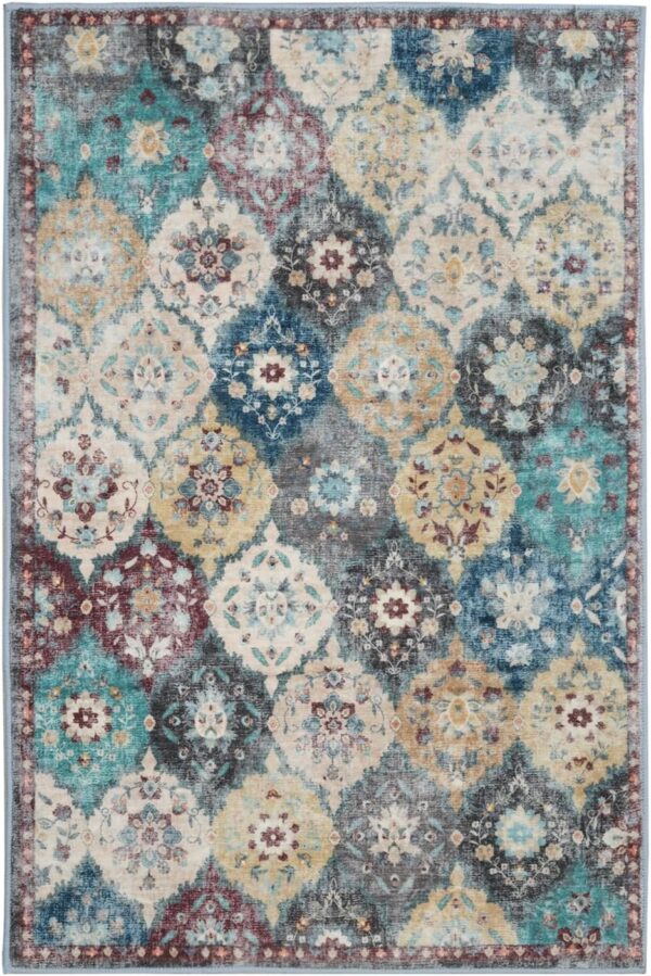 Boho Area Rug - 5'x7' Area Rugs Vintage Design for Living Room Faux Wool Non-Slip Washable Low-Pile Floor Carpet, Washable Low-Pile Floor Carpet for Living Room Bedroom, Home Decor Office - Image 3