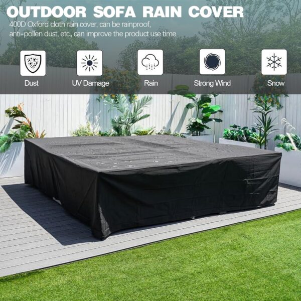 5 Pieces Outdoor Patio Sectional Furniture Set with Ottomans, Wicker Patio Furniture Conversation Sets Sofa for Backyard Garden Balcony Poolside,Waterproof, rain Cover - Image 6