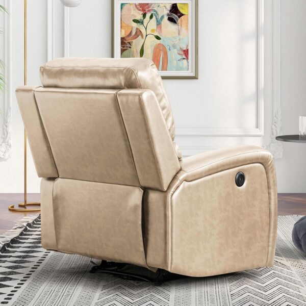 Electric Recliner Chair, Soft PU Leather Power Recliners with Padded Backrest, Single Overstuffed Heavy Duty Reclining Sofa for Living Room Bedroom - Image 2