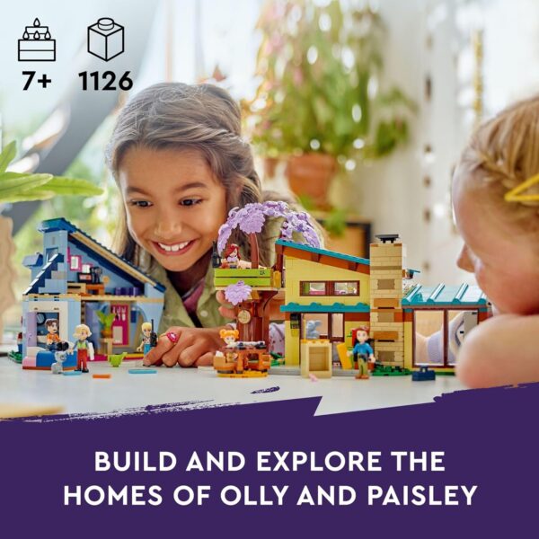 LEGO Friends Olly and Paisley's Family Houses Toy for Kids with 5 Mini-Doll Figures for Creative Play, Two-Story Home with Treehouse Toy, Dollhouse Toy Gift Idea for Girls and Boys Ages 7+, 42620 - Image 2