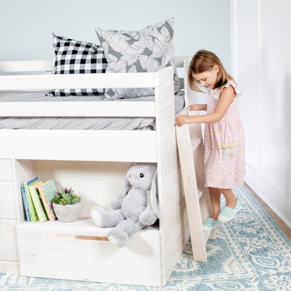 Max & Lily Loft Bed Twin Size, Solid Wood Low Loft Bed with Storage Drawer and Ladder, Modern Farmhouse Loft Bed for Kids, White Wash - Image 6
