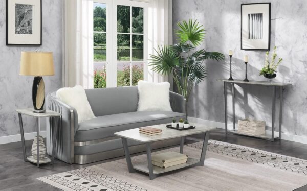 Convenience Concepts Graystone Coffee Table, Faux Birch / Slate Gray Frame - Image 7